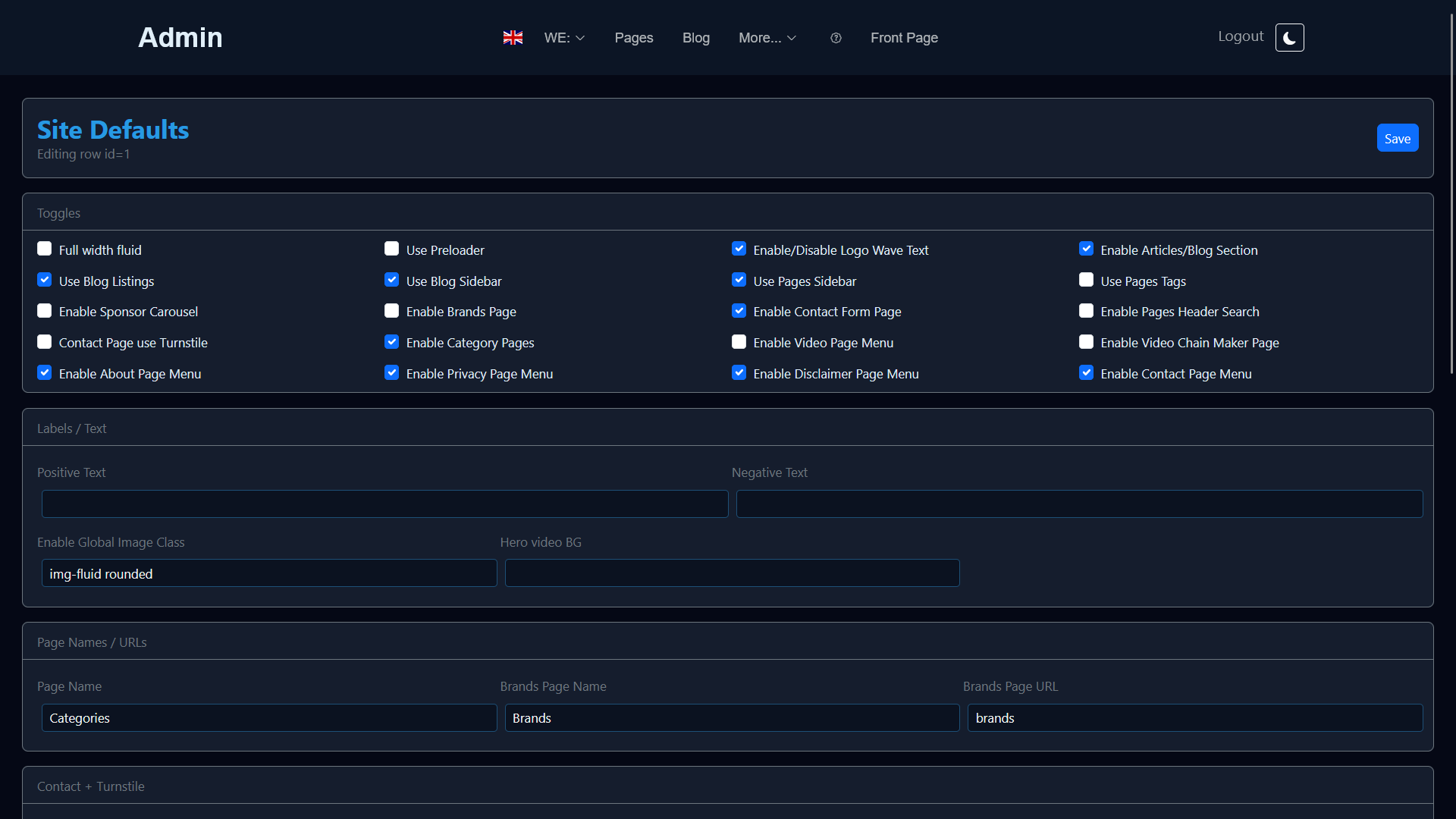 Default Settings