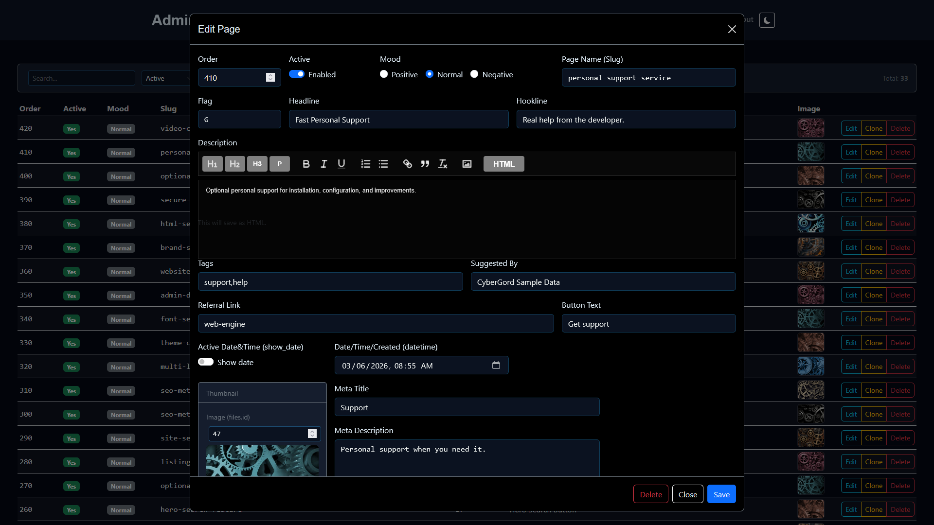 Pages Editor